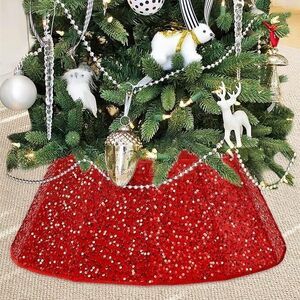 Christmas Tree Collar Red Glitter Felt Xmas Tree Collar Sequins bright red decor